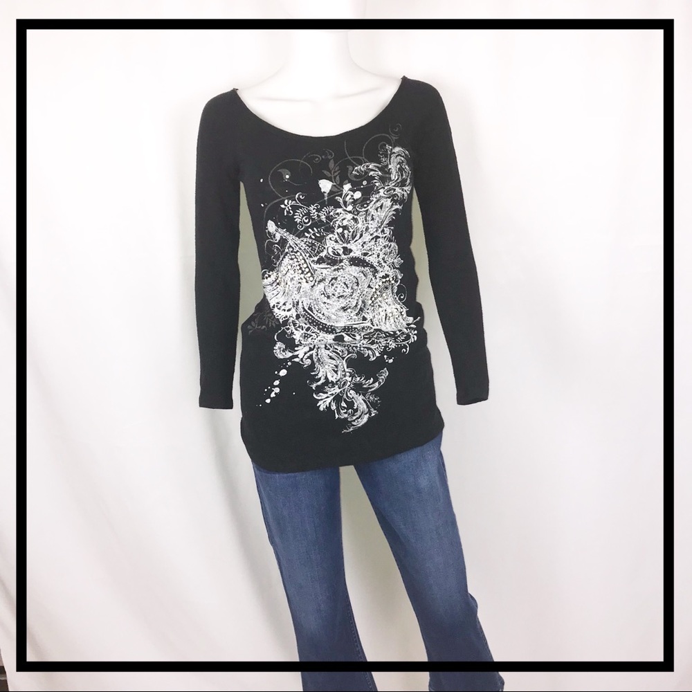 Beautiful Black Shirt with Glamorous Silver Design